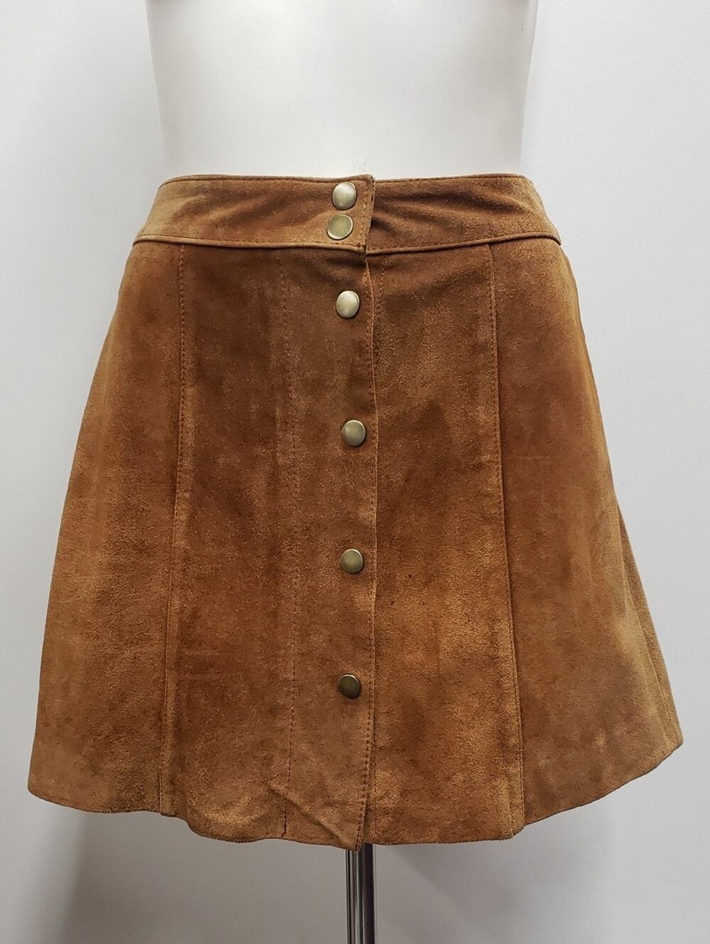 GAP Genuine Leather Suede Mini Skirt Womens 4 Buttoned Front Boho Festival